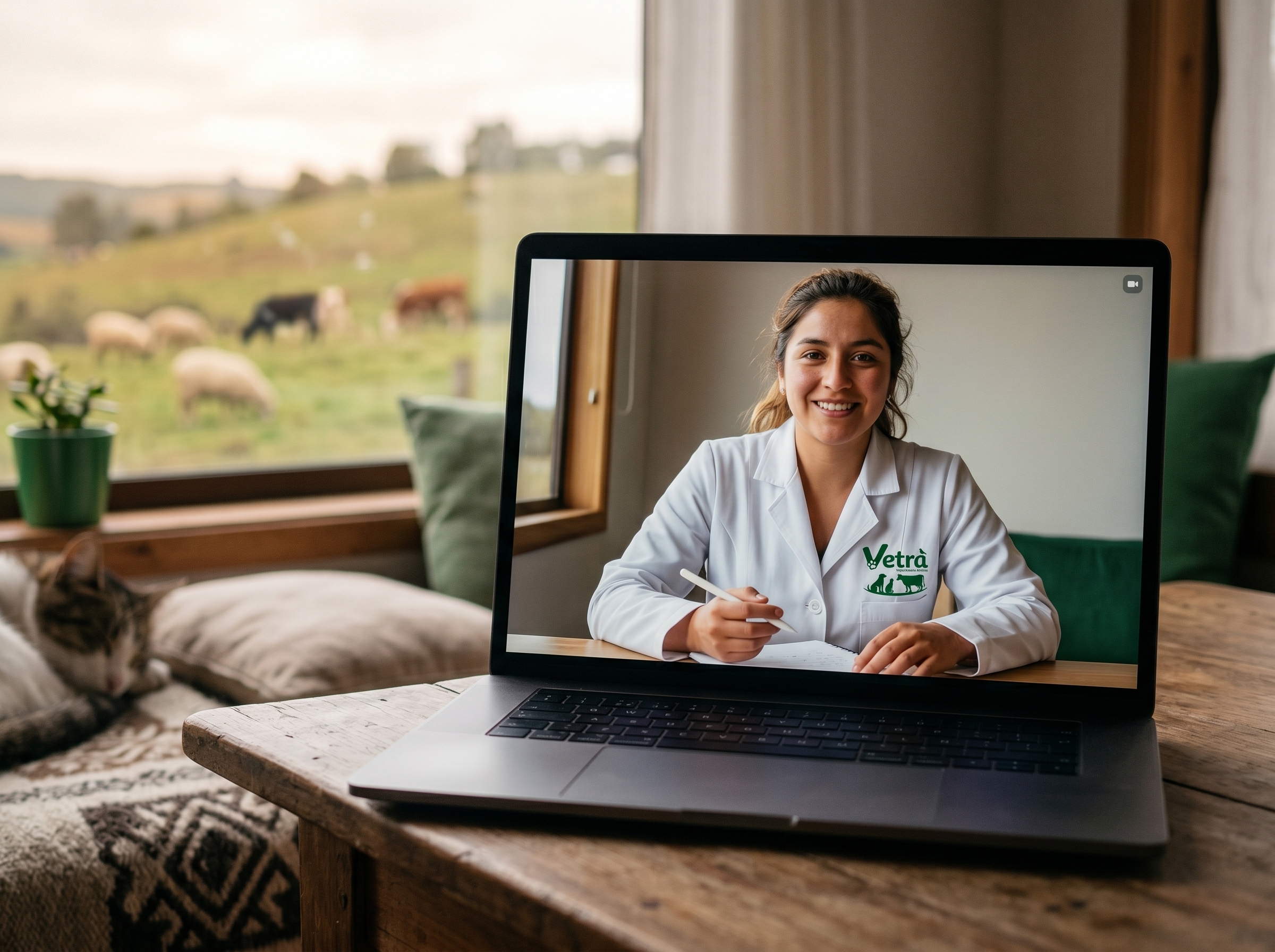 Veterinaria en videollamada profesional