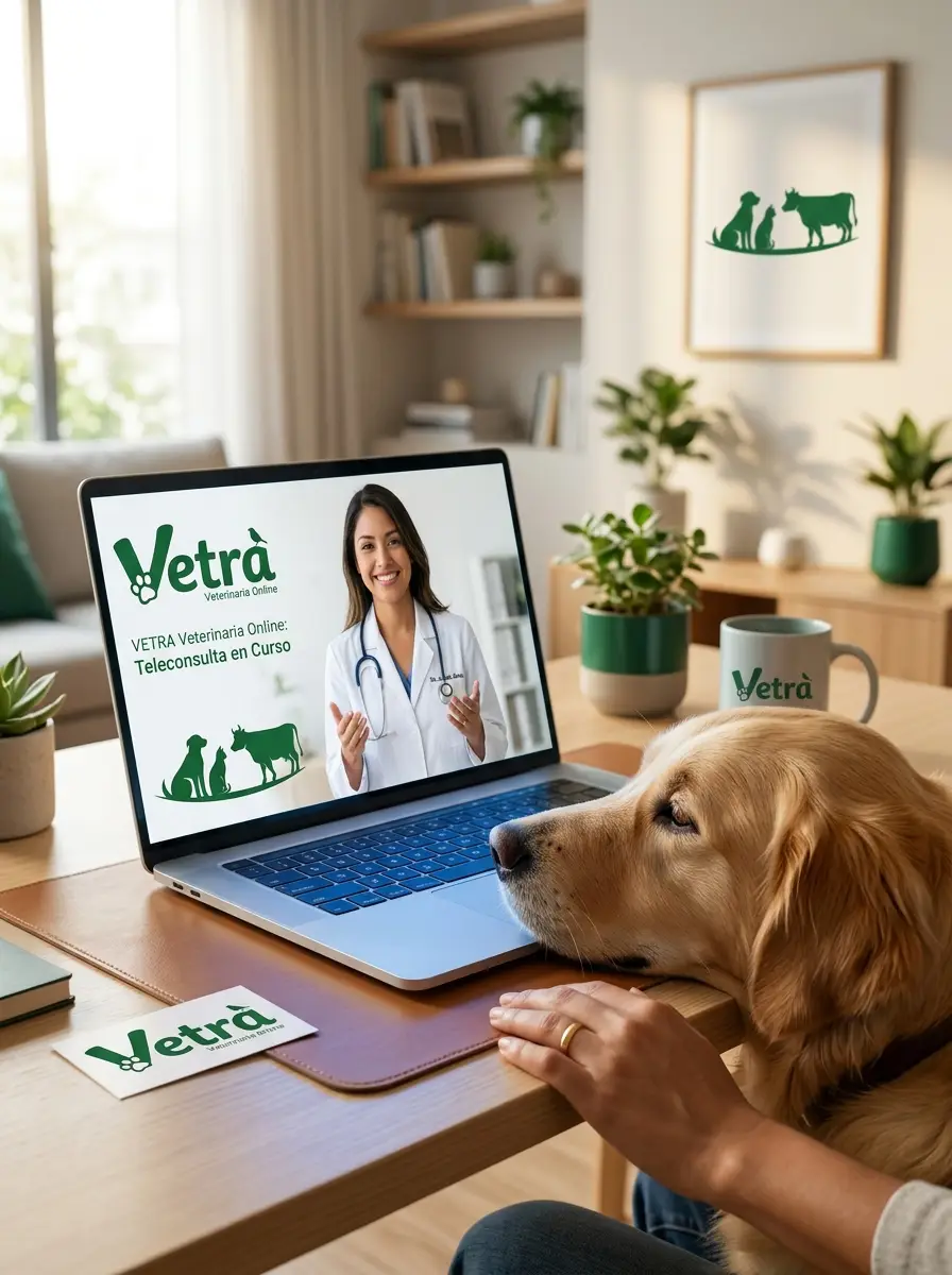 Dra. María Cristina atendiendo consulta veterinaria online